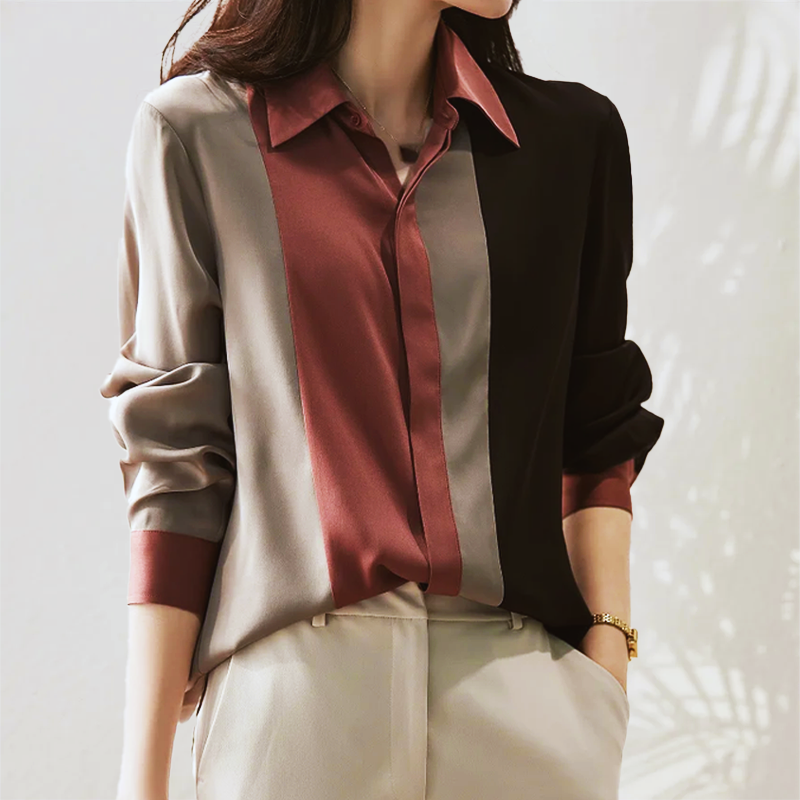 Women's Vertical Stripe Blouse - Work & Office Shirt
